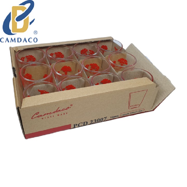 FREESHIP TOÀN QUỐC 50K - Bộ 12 Ly Cốc Thủy Tinh Uống Trà Rươu 12 In Bông Camdaglassco