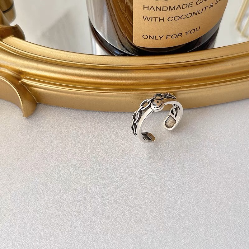 Set nhẫn mạ bạc MAYEBE LAVEND hình mặt cười phong cách thời trang Hàn Quốc