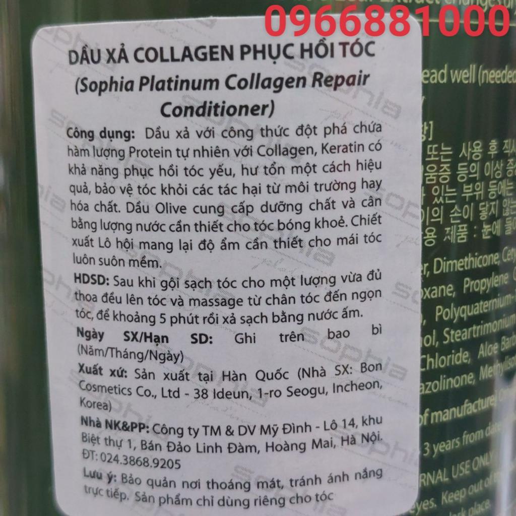 Bộ Dầu Gội Xả Sophia Collagen 500ml+500ml Phục Hồi Siêu Mượt myphamtienthoi.vn
