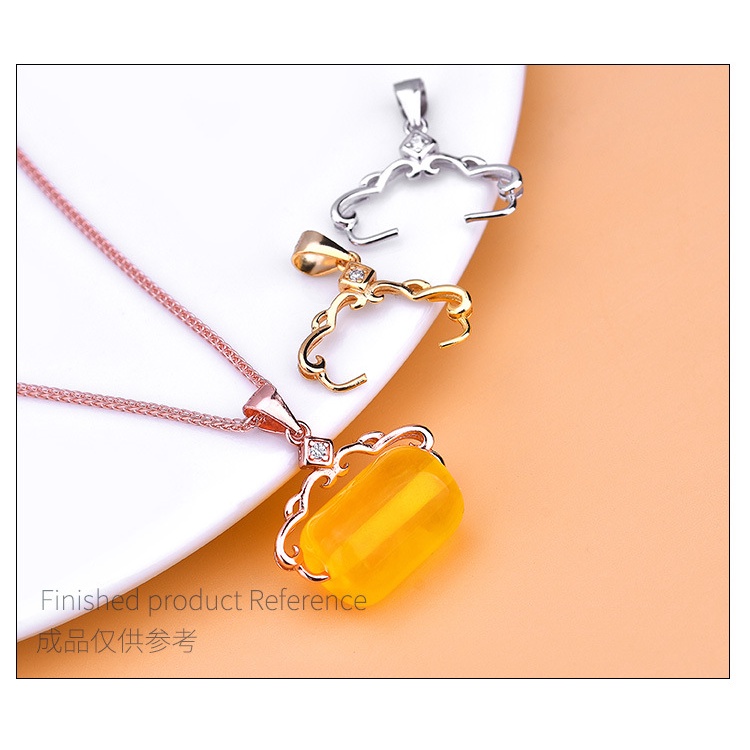 █diy゜ S925 Bạc●Mặt Dây Chuyền Bạc S925 Hình Hoa Đính Đá Zircon Có Khóa Cài diy