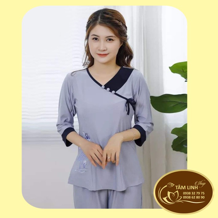 Đồ Lam Đi Chùa_Mẫu Tim Nơ