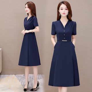 Đầm Dáng Dài Cổ Chữ V Thời Trang Mùa Hè 2021 Cho Nữ