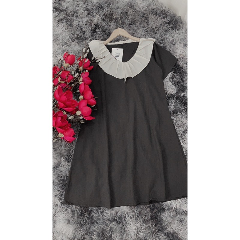 [ Mã FAMAYWA2 giảm 10K đơn 50K] Váy đũi cổ voan xếp ly chất đũi xước hàng đổ shop | BigBuy360 - bigbuy360.vn