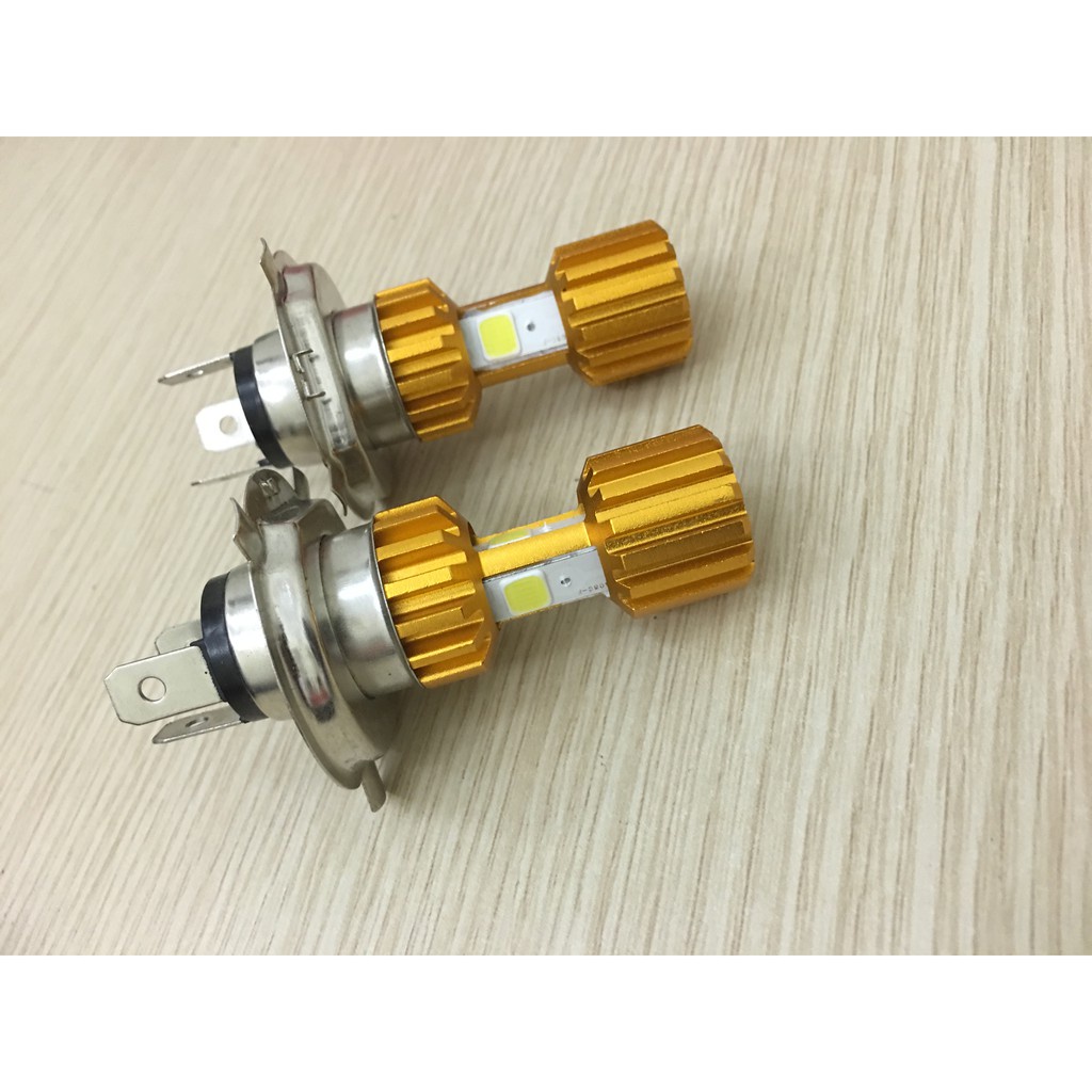 Đèn pha xe máy 3 chấu màu đồng siêu sáng tiết kiệm điện bình ác quy chiếu sáng khảng cách xa