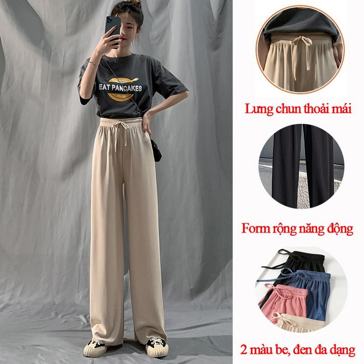 Quần ống rộng culottes vải tăm 95cm Amee fashion