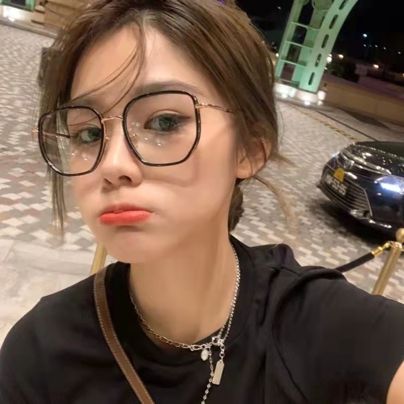 Mắt Kính Gọng Kim Loại Chống Bức Xạ Phong Cách Retro Hàn Quốc Cho Nam Nữ