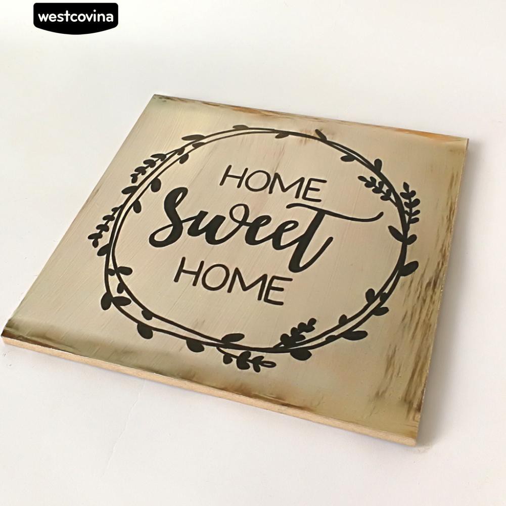 Bảng Gỗ Vuông In Chữ Home Sweet Home Cho Trang Trí