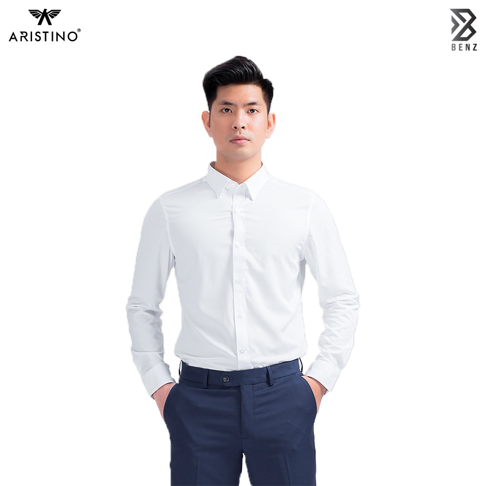 Áo sơ mi trắng dài tay nam ARISTINO BENZMEN, chất liệu Bamboo kết hợp Polyspun thoáng mát, thấm hút mồ hôi