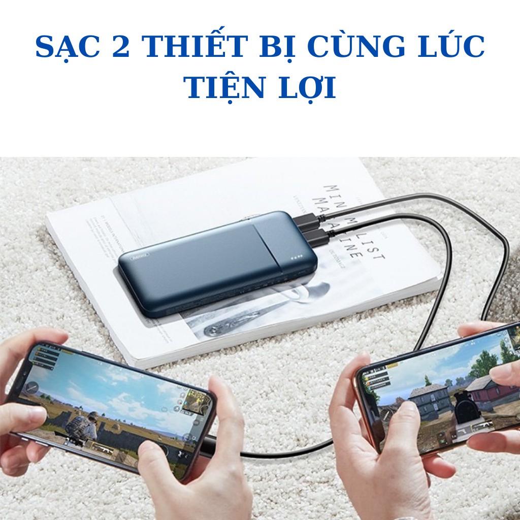 Pin dự phòng 10000mAh Remax RPP-96 Garie Series Fast Charing 2.1A tích hợp 2 cổng USB MART CASE