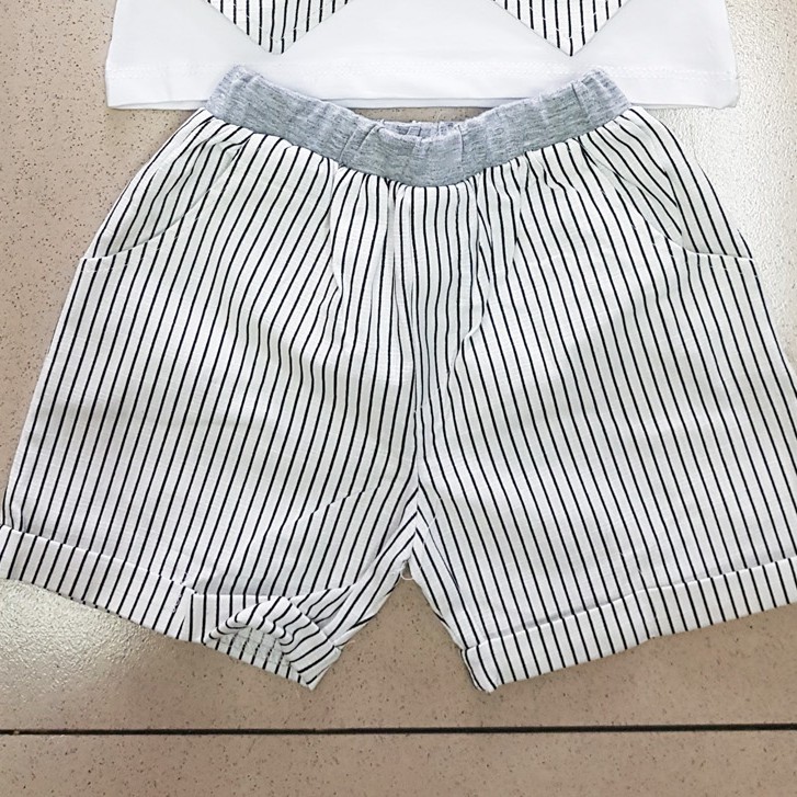 Bộ vest gile cà vạt bé trai sọc phong cách hàn Quốc