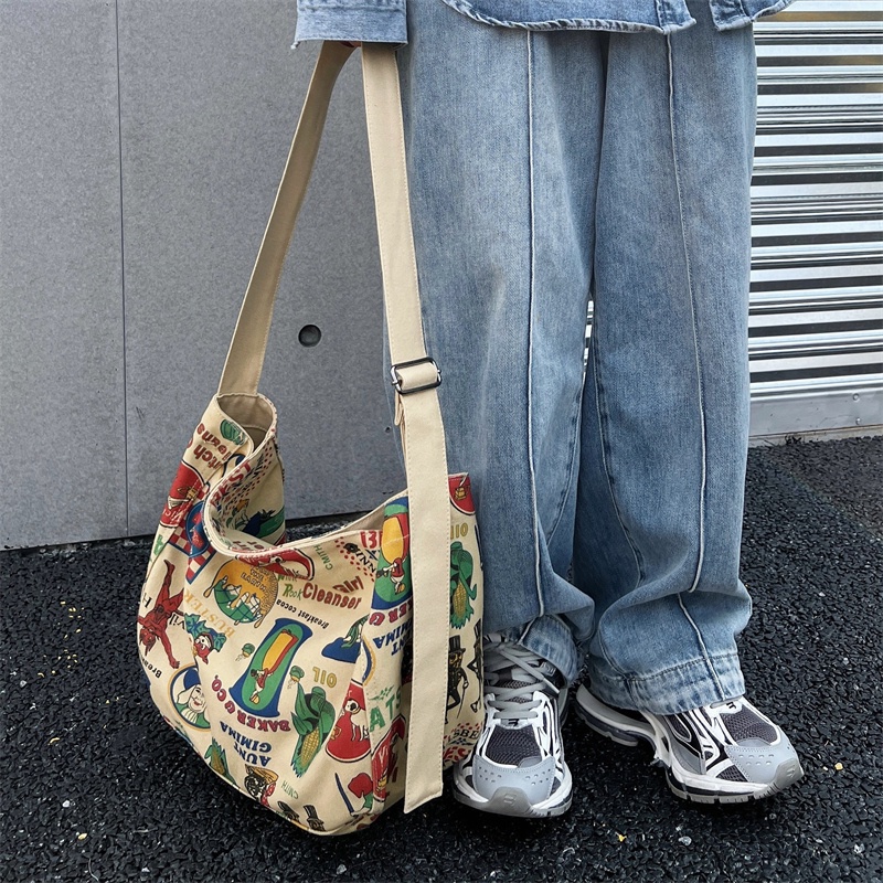 Túi tote PRETTYZYS bằng vải canvas có ngăn chứa lớn phong cách Hàn Quốc thời trang cho nữ 2022