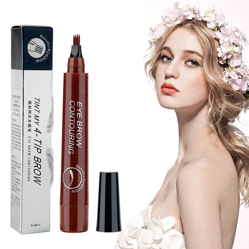 [Hàng mới về] Bút Kẻ Chân Mày 3d Thiết Kế 4 Chấu Với 5 Màu Tùy Chọn Chống Thấm Nước Cao Cấp