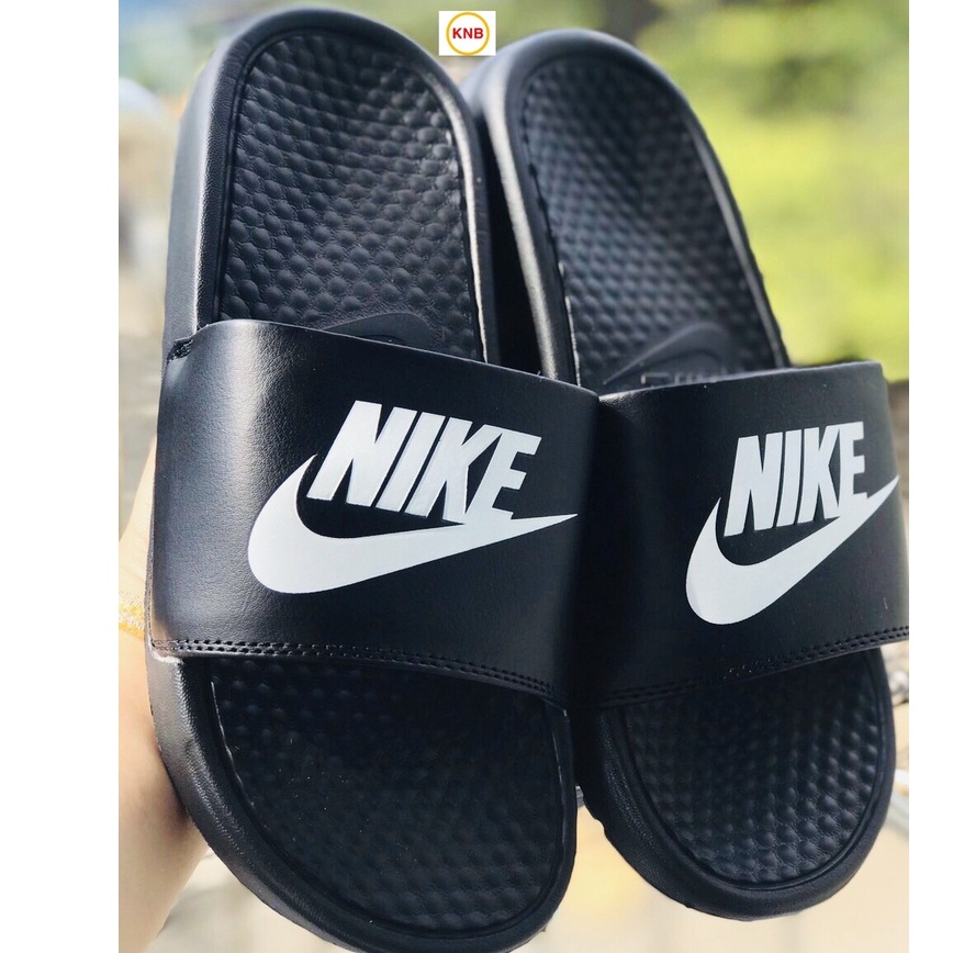 [Freeship + Sale] Dép nike-quai ngang dành cho nam nữ thể thao loại cực chất xịn xò đen logo trắng