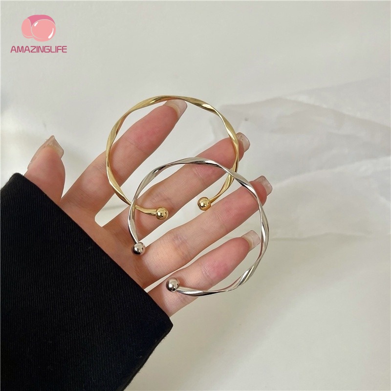 Vòng Tay Hợp Kim Dạng Hở Họa Tiết Hình Học / Gợn Sóng Hình Học Đơn Giản Sang Trọng Có Thể Điều Chỉnh
