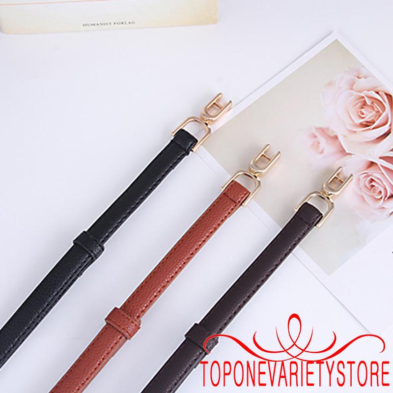 Thắt lưng nữ giả da màu trơn có khóa kim loại thời trang