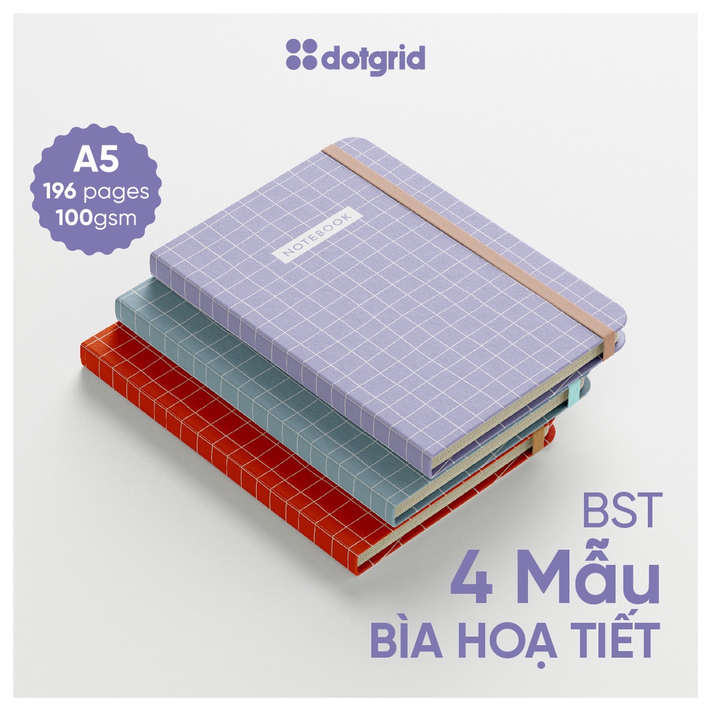 Sổ tay Topic Grid A5 dành cho Bullet Journal 196 trang (Chấm/Caro/Kẻ ngang/Trơn)