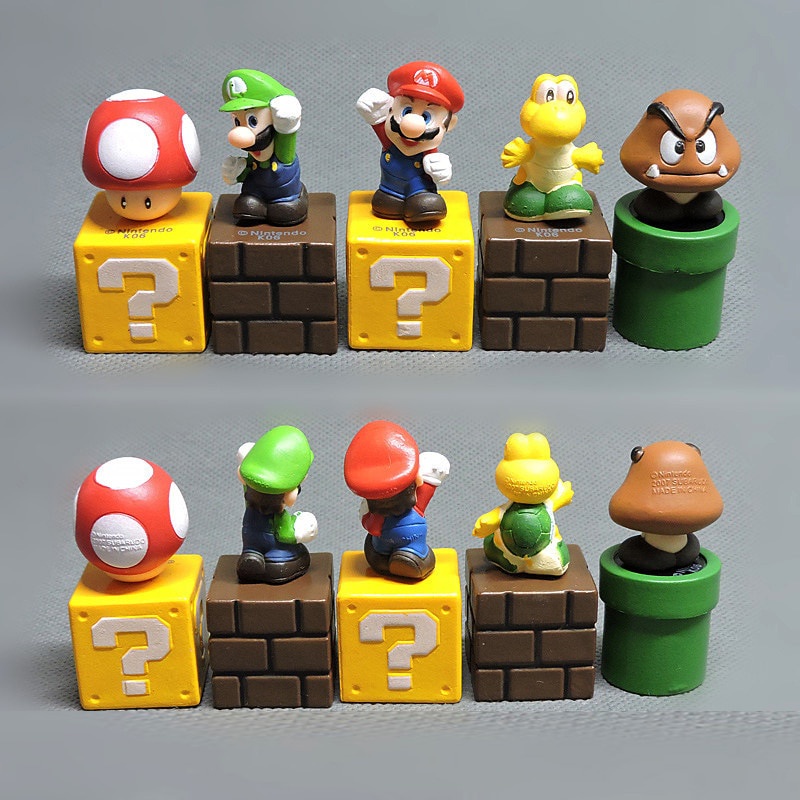 Set 5 mô hình đồ chơi nhân vật game Super Mario bằng nhựa PVC
