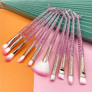 Set 10 cọ trang điểm chuyên nghiệp tay cầm kiểu đuôi cá màu hồng dễ thương
