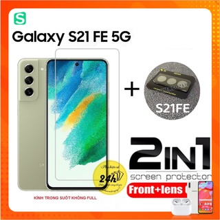 Kính cường lực Samsung S21 FE 5g trong suốt không full màn hình + Cụm kính cường lực bảo vệ camera S21 FE