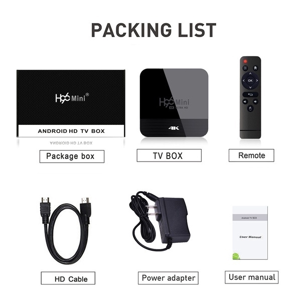 Đầu Tv Box H96 H8 Android 9.0 Rk3228 4k 2.4g / 5g Wifi Bt 4.0 Hd Tv Box