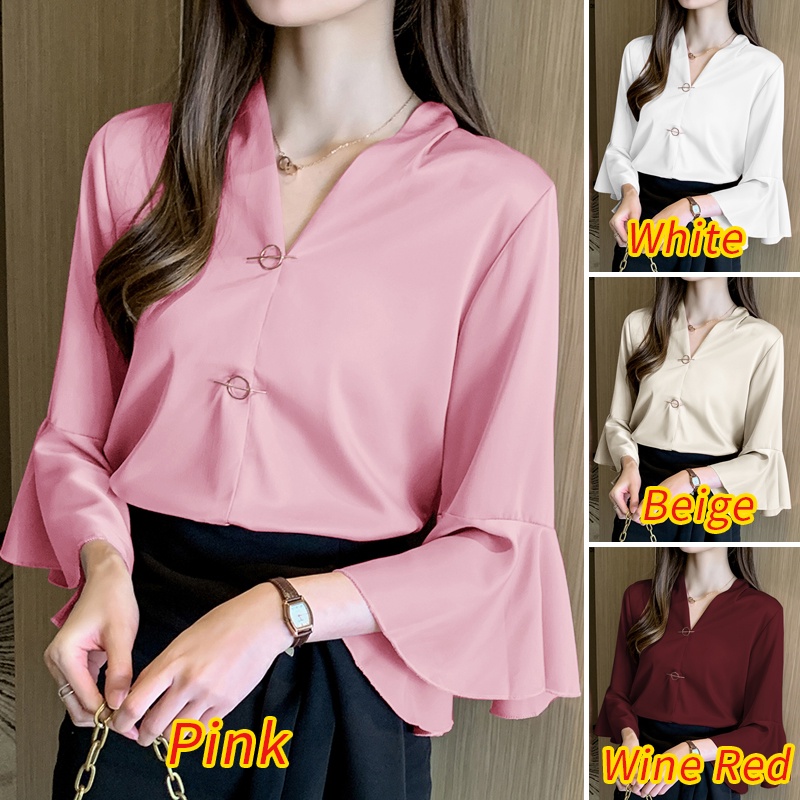 Zanzea Áo Sơ Mi Nữ Tay 3/4 Phong Cách Thời Trang Hàn Quốc