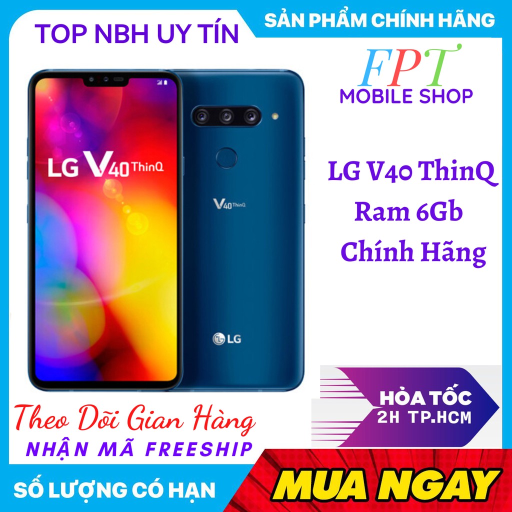 Điện Thoại LG V40 ThinQ HÀN  Chính Hãng-Chơi PUBG/Liên Quân mướt Màn hình: P-OLED, 6.4", Quad HD+ (2K+)