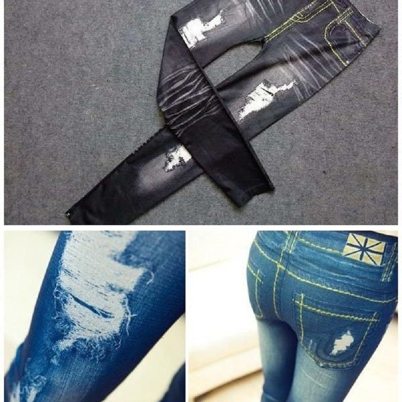 Legging giả quần jeans rách