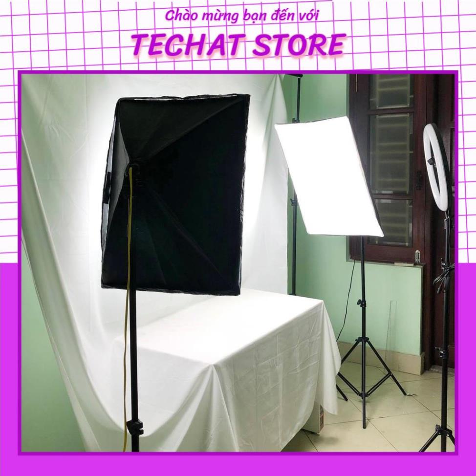 [GIÁ SỐC] Bộ đèn studio chụp ảnh, quay phim, Livestream chuyên nghiệp, cao 2m softbox 50x70cm