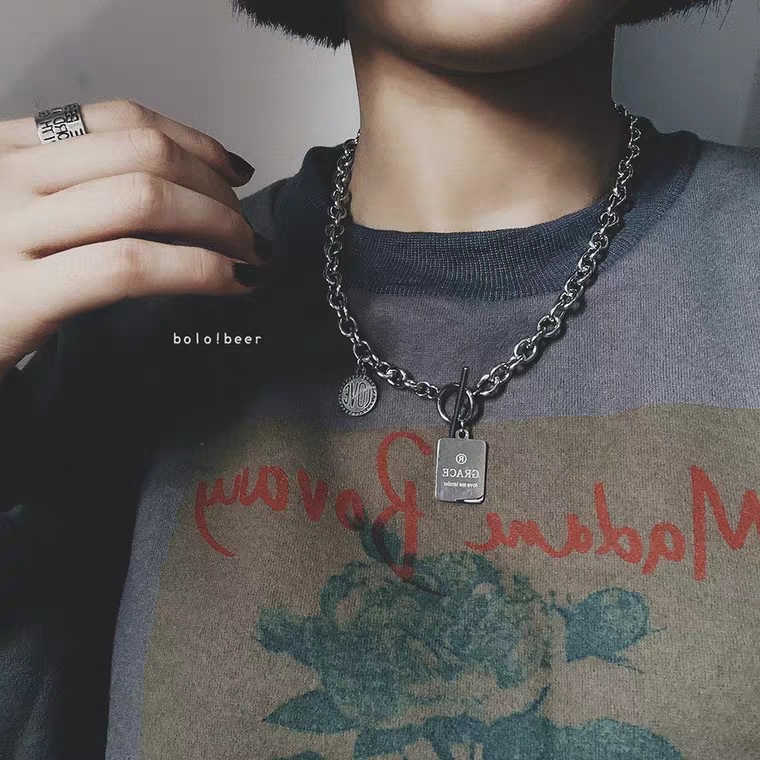 Vòng Cổ Nam Nữ GRACE To Thép Titan Không Gỉ Cao Cấp Phong Cách Hiphop