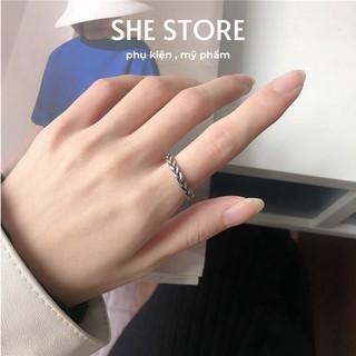 Nhẫn Nữ Thắt Kim Loại Phong Cách Basic Đơn Giản