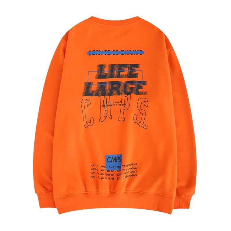 Áo sweater Life large CmPS áo sweater nỉ bông lót lông form rộng unisex nam nữ màu cam đen streetstyle phong cách hàn | BigBuy360 - bigbuy360.vn