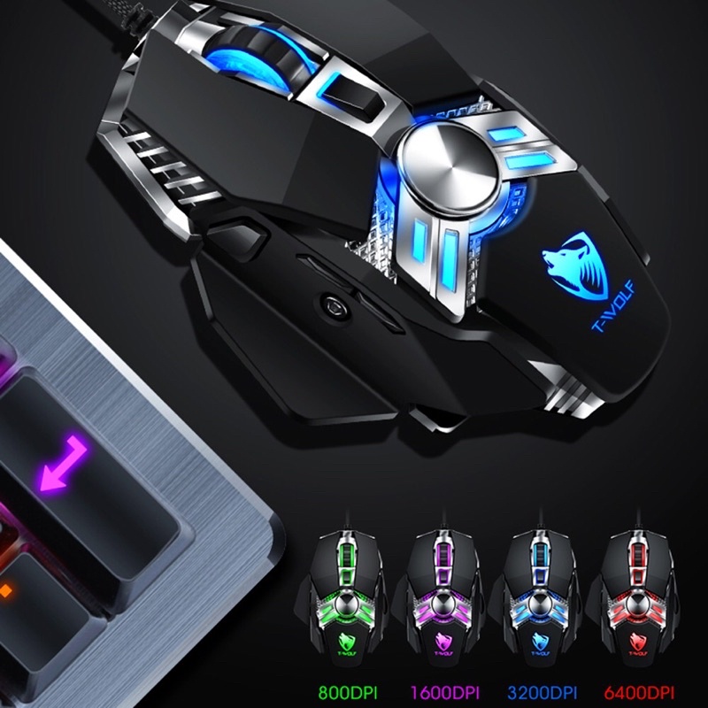 Chuột Gaming Dây T-Wolf V10 - Hàng Chính Hãng