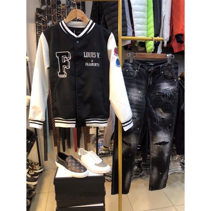 Áo Khoác bomber L\/ Chrrome Hearts Dạ Tay Da Thêu