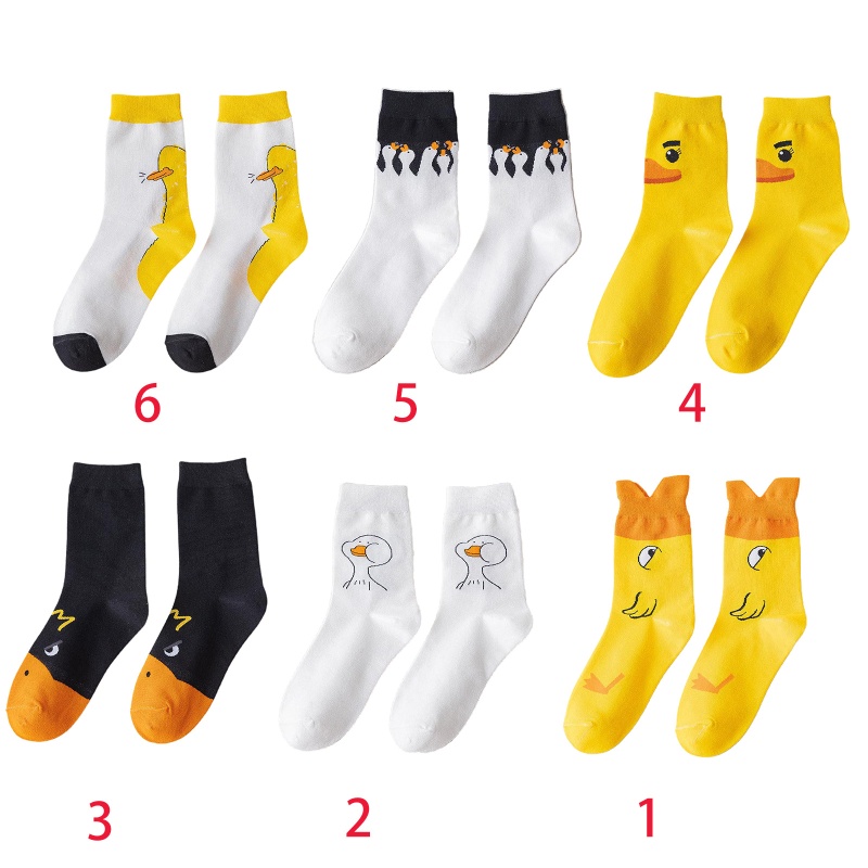 Tất Cotton In Họa Tiết Vịt Hoạt Hình Vui Nhộn Cho Nữ