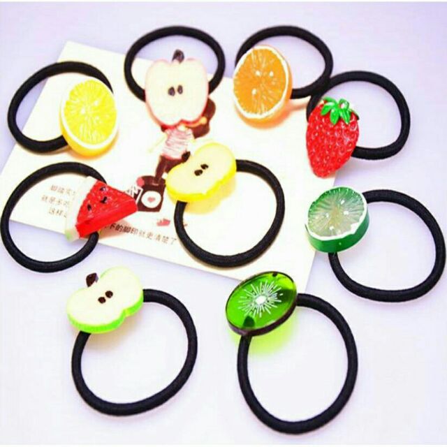 Dây buộc tóc đính hoa quả siêu cute