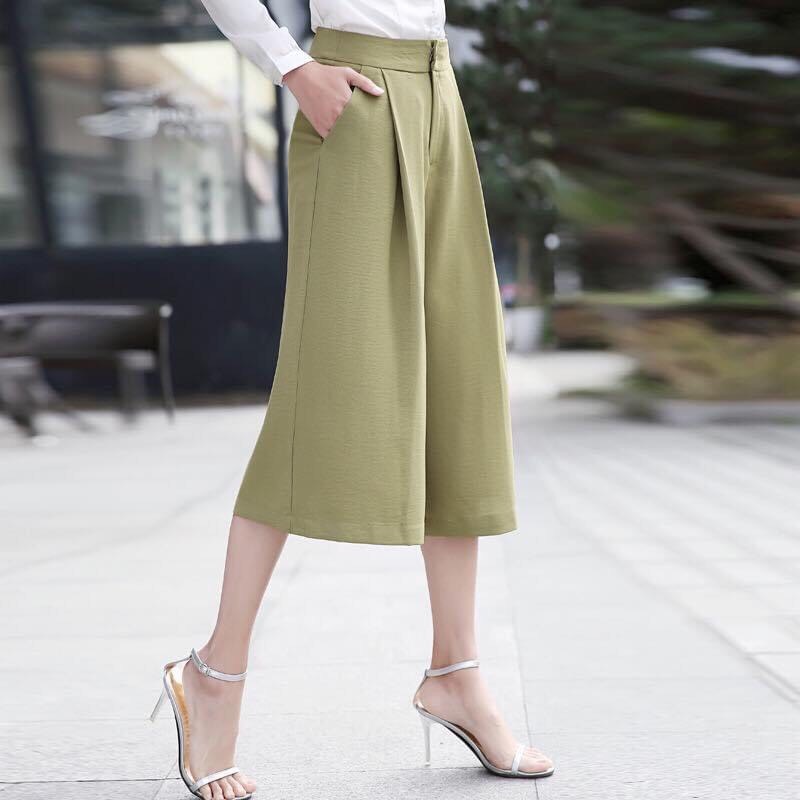 Quần Ống Rộng Nữ. Dáng Lửng  Cạp Trước Sau Chun Chất Đũi Sịn Sò. Thích Hơp Mọi Lứa Tuổi