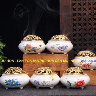Trầm hương , lư đốt trầm men rạn ngọc cao cấp .