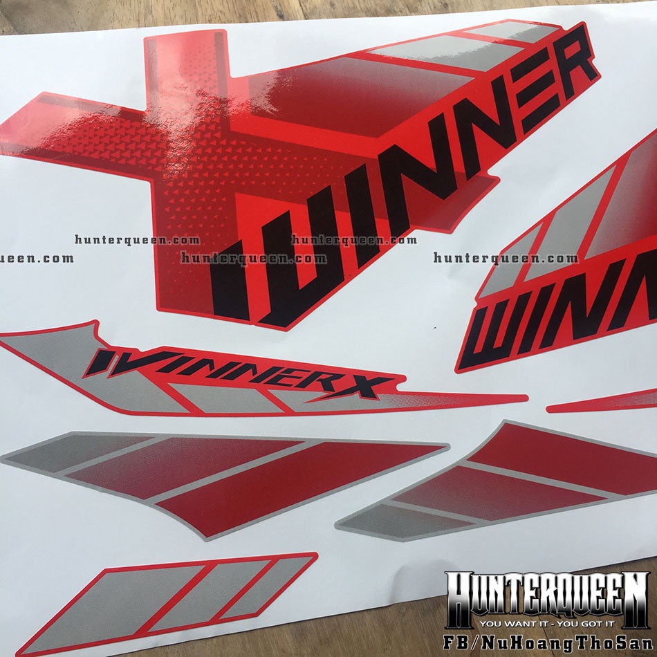 Tem rời dán xe Winner X 150i 2019 đỏ. Decal cao cấp chống nước, không bay màu