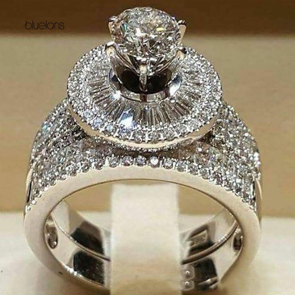 Bộ 2 Nhẫn Đính Đá Thời Trang Cho Nữ