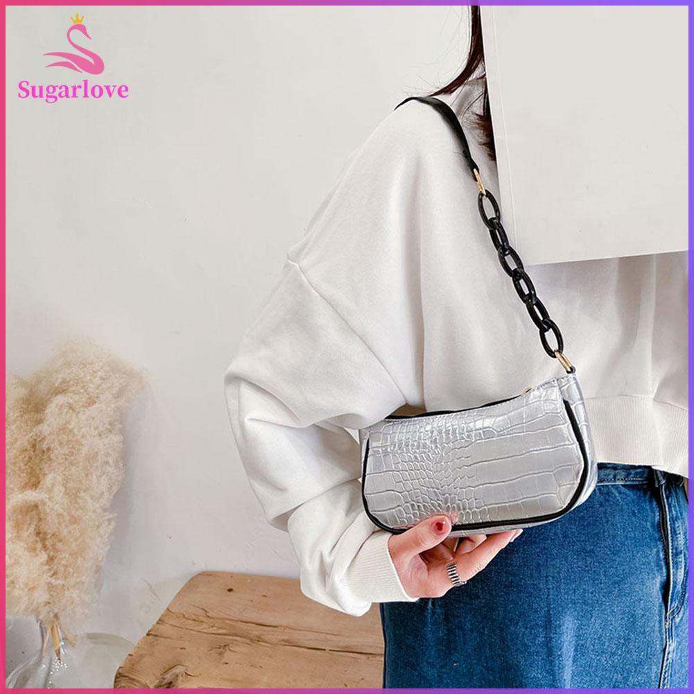 Beautiful ❤SG Women Soft PU Leather Alligator Pattern Shoulder Bags Luxury Underarm Bag