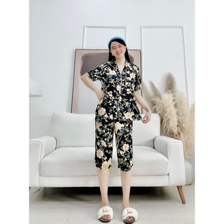 Đồ bộ pijama lửng bigsize từ 50 - 75 Kg siêu dễ thương chất satin mát thoải mái