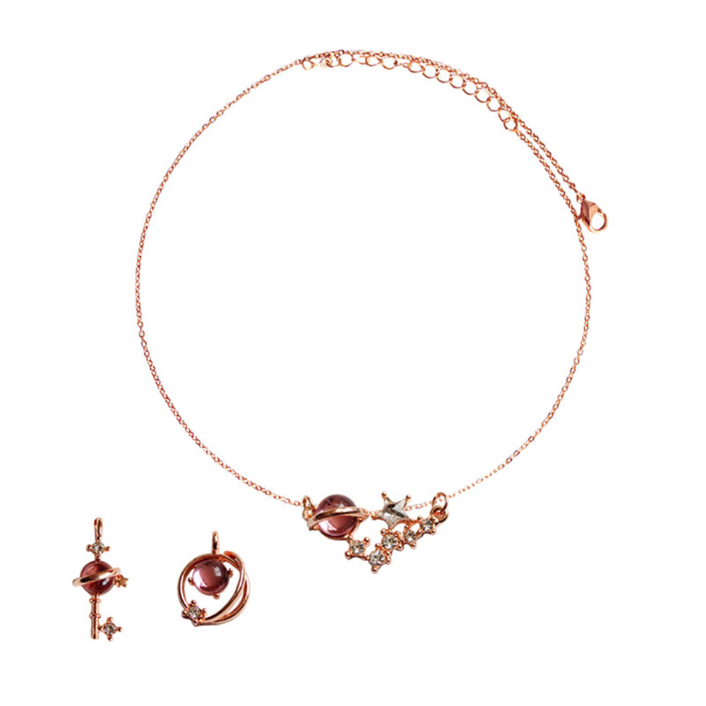 vòng cổ Mặt Hành Tinh Đính Đá Đỏ Thanh Lịch Cho Nữ