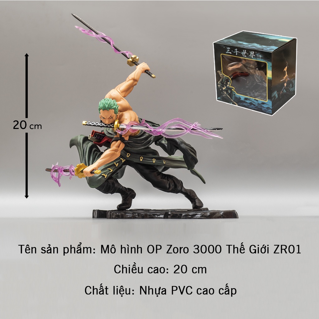 Mô hình One Piece Roronoa Zoro 3000 Thế Giới POP cao 20cm, Nặng 750G - Mô Hình Zoro trang trí One Piece Figure Haki Shop