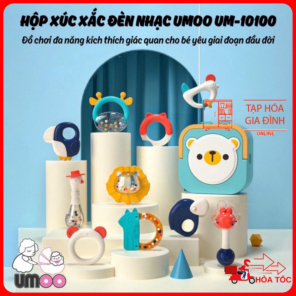 Hộp xúc xắc đèn nhạc umoo um-10100 chính hãng an toàn cho bé