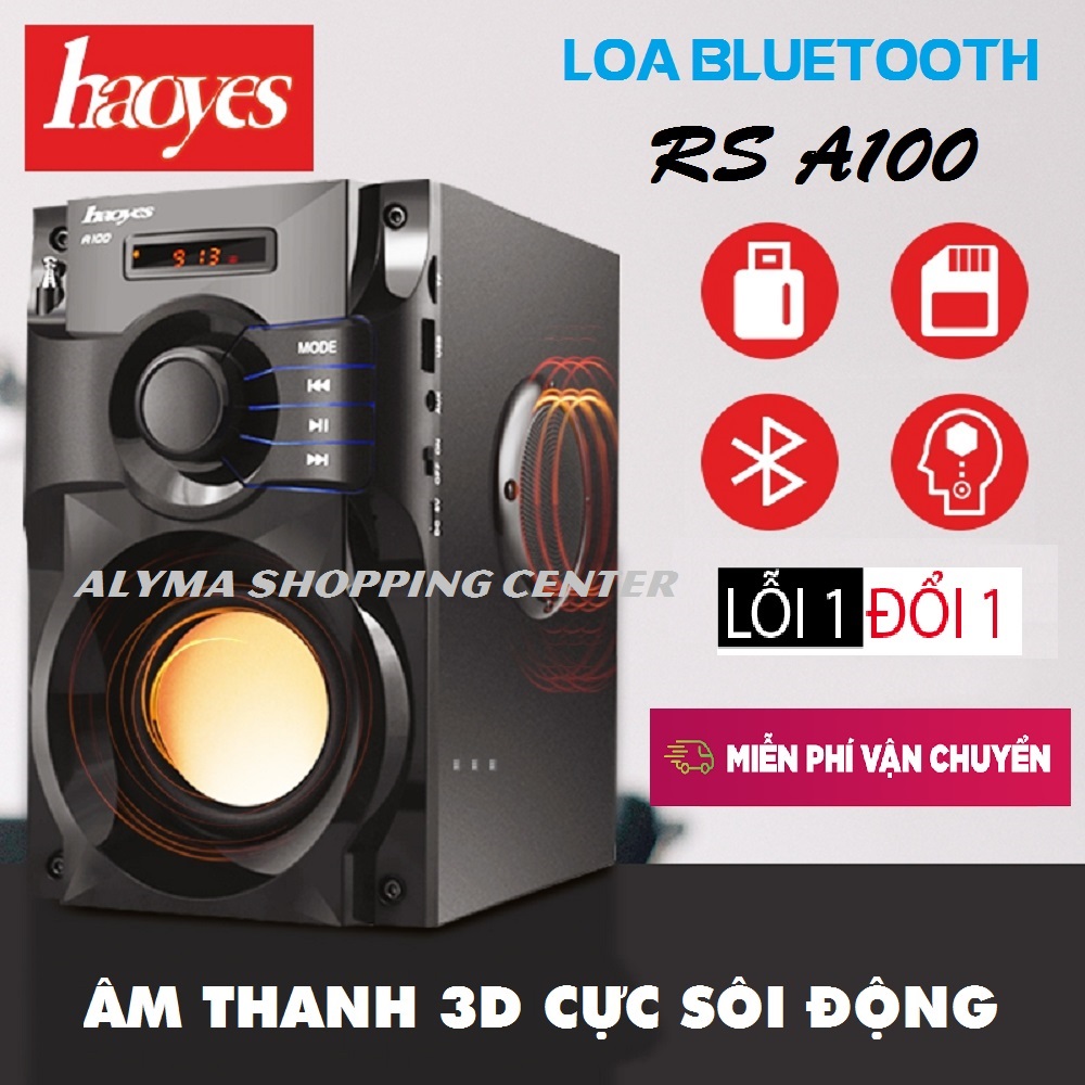 Loa Bluetooth RS A100, Hệ Thống 3 Loa Kép Âm Bass Êm Dịu Nghe Nhạc Vàng Hay, Thiết Kế Nhỏ Gọn Xách Tay Tiện Lợi
