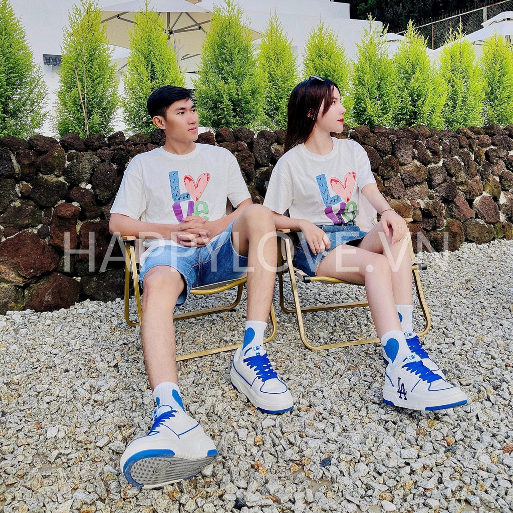 Áo phông đôi nam nữ chữ Love màu đen trắng chất cotton đẹp HAPPYLOVE, Áo cặp đôi form rộng Quảng Châu cao cấp mã H1