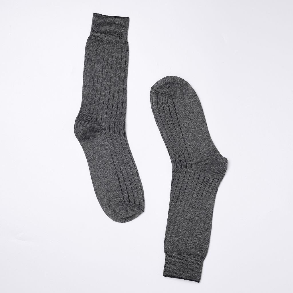 Tất Cổ Cao Mang Giày Tây, Màu Xám Đậm Dệt 2 Cylinder - Cotton Co Giãn Thấm Hút Tốt - Thương Hiệu Be Classy