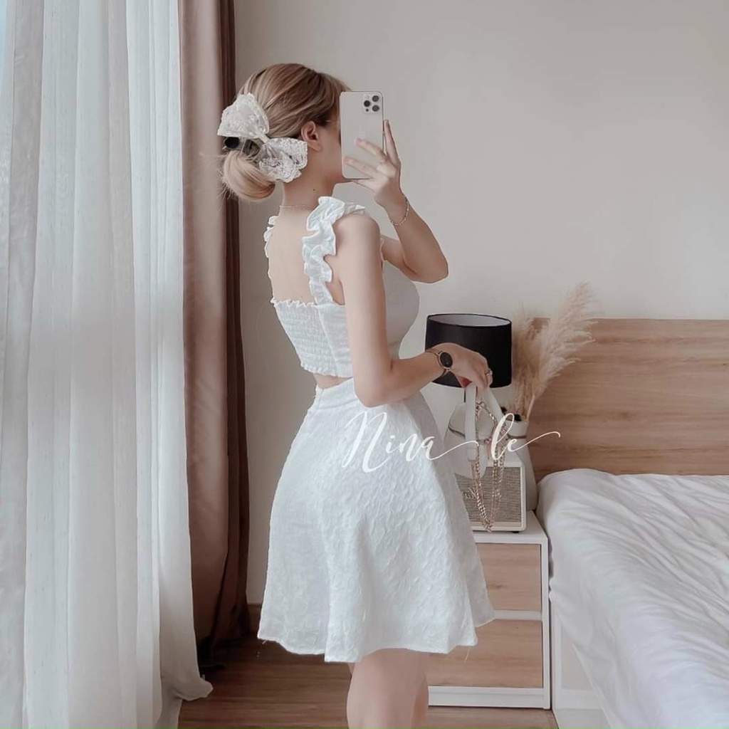 Đầm xòe bèo vai p-có mút ngực xinh xắn