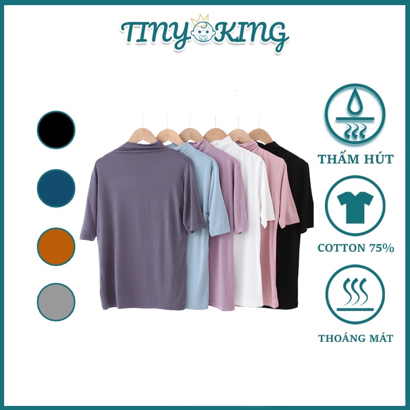 Áo thun cổ lọ nữ chất cotton cao cấp co giãn T17