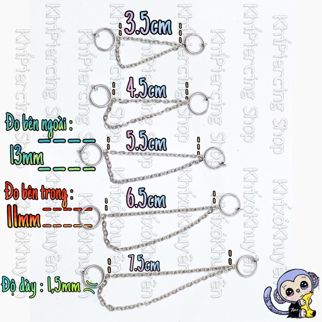 Khuyên kẹp không cần bấm lỗ tai , khuyên kẹp giả dây xích . Giá bán 1 cái